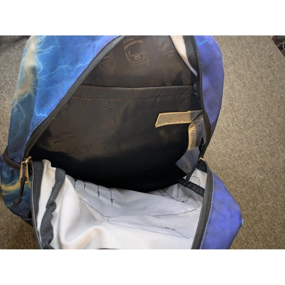 Jansport Blue Lightning Strike Canvas  Backpack Throwback School Book Bag Laptop